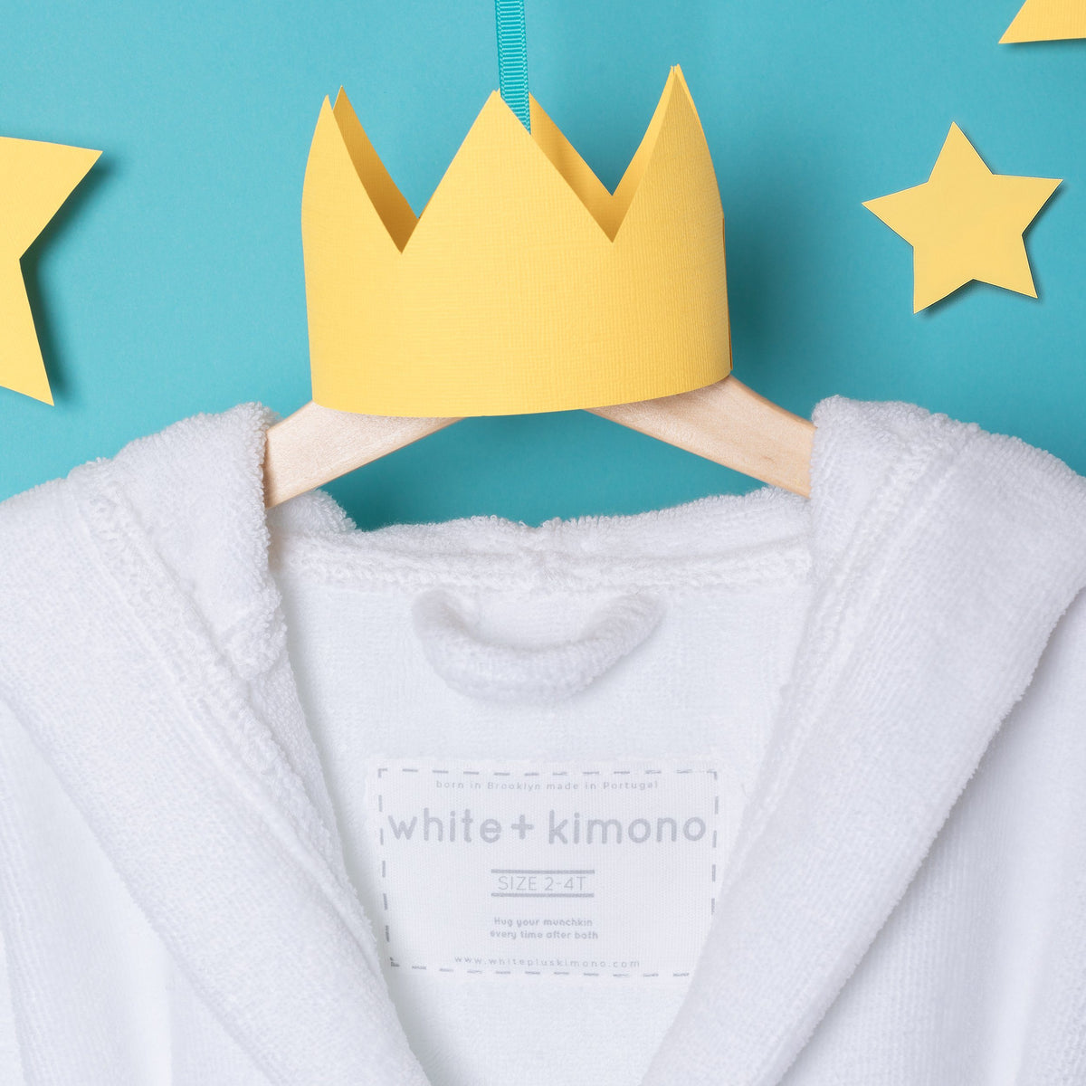 Close-up image of children&#39;s white bathrobe